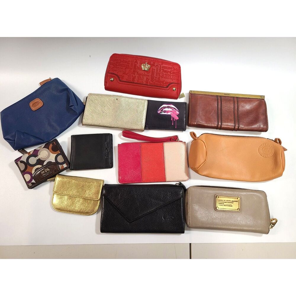 Designer Wallet Lot 12 PCS Marc Jacobs Coach Fossil Leather Assorted Wristlet